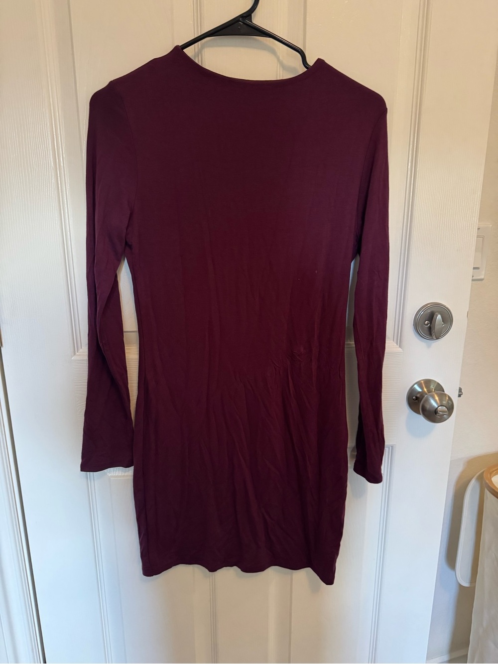 Women's Long Sleeve Bodycon Dress - Burgundy Maternity Friendly